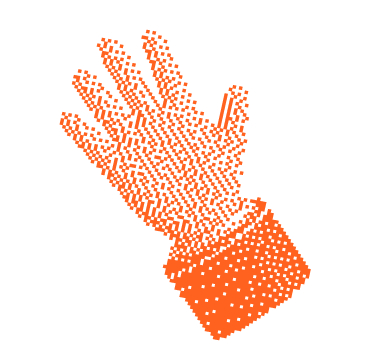 Hand holding a stylised apple